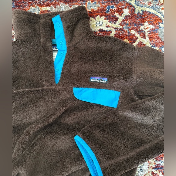Patagonia Women's Retro Re-Tool Snap-T Pullover Size Medium Chocolate Brown/Teal - Picture 2 of 6